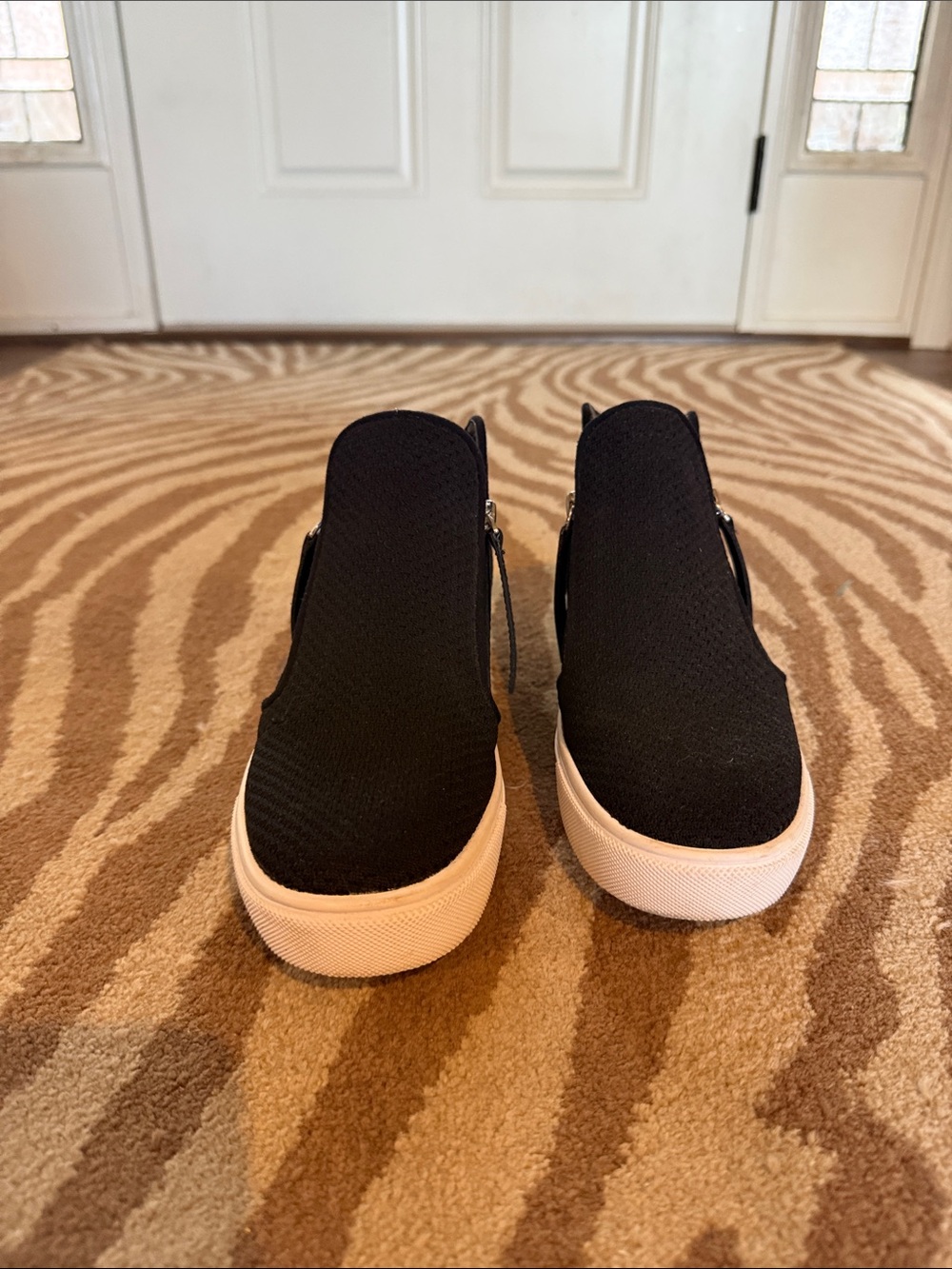 Steve Madden Women's Black Slip-On Wedge Sneaker with Side Zip - Picture 3 of 4